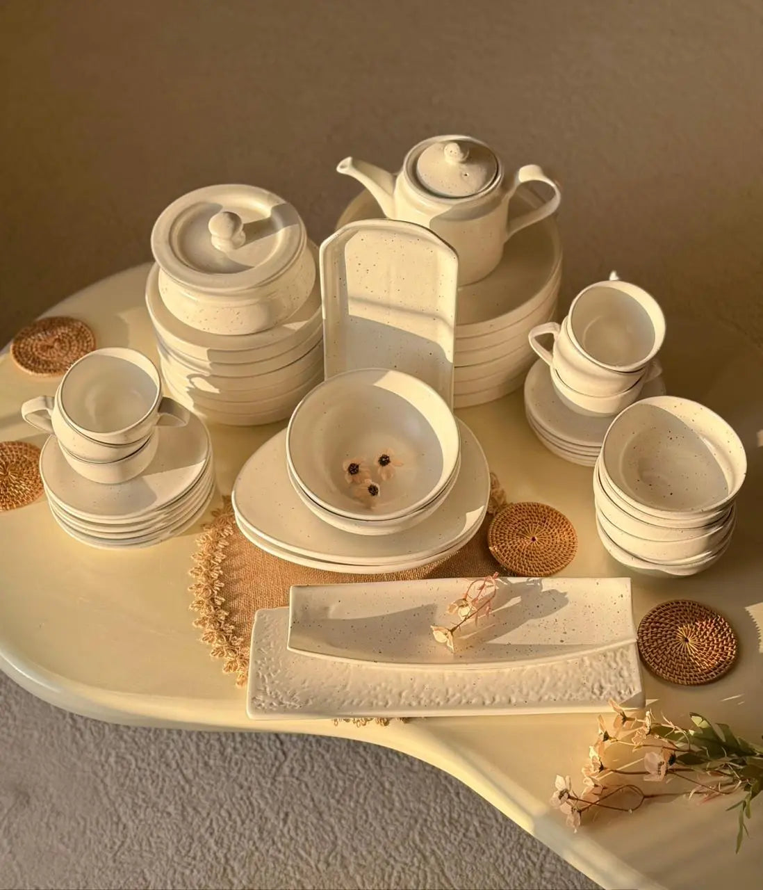 Ivory White Premium Dinner Set - 45 pcs