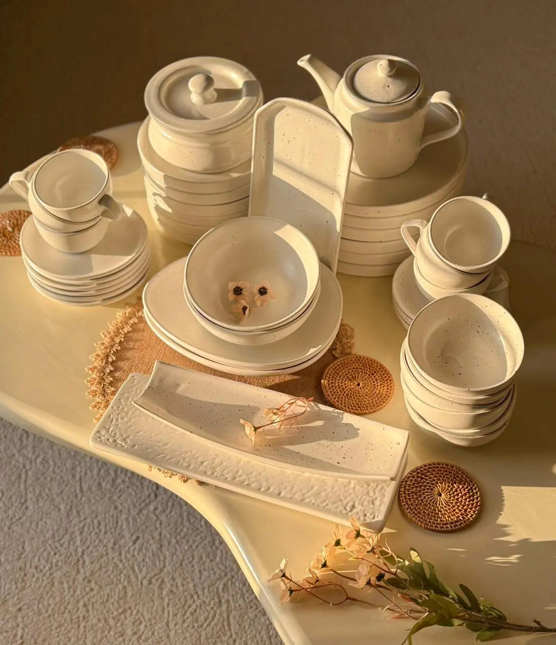 Ivory White Premium Dinner Set - 45 pcs